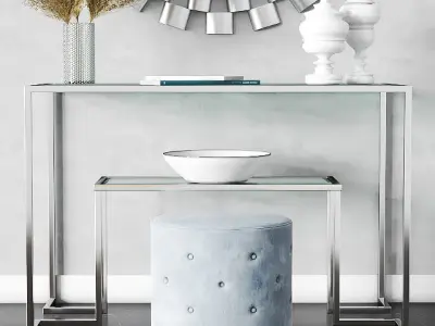 Arielle Tiered Wall Mirror and Anta Gold Console Table 3D model