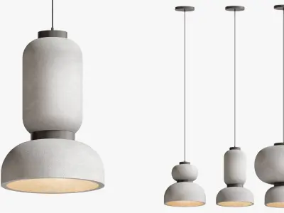 Japandi Lantern Shaped Pendant Light 3D model