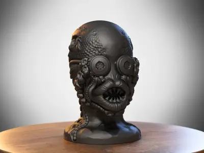 Skull robot dragon Headphone Stand Cyborg skull dragon  3D print model