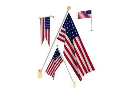 Flags of USA 3D model
