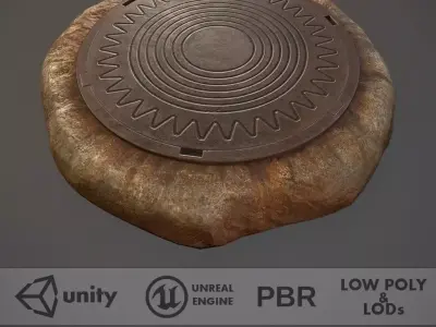 Sewer Hatch v6 Low-poly 3D model