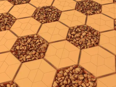 Paving hexagon pebble 3D model
