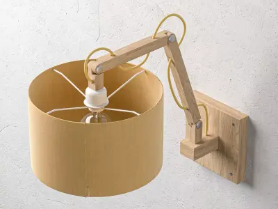 Wooden Wall Lamp with Shade 3D model