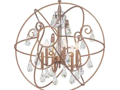 Solaris 6 chandelier with globe shape and crystals 3D model