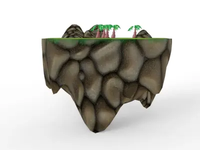 Cartoon Island Low-poly 3D model