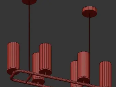 SL033 six light chandelier in gold with glass cylinders 3D model