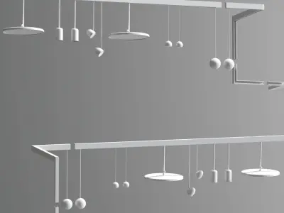 Ceiling Track Light Set 02 3D model