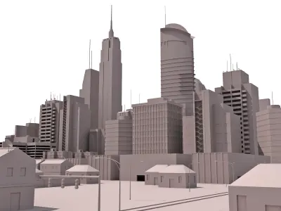 City Model with tall buildings 3D model