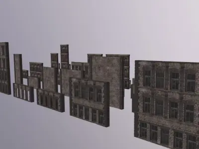 City Facade Windows Pack Low-poly 3D model
