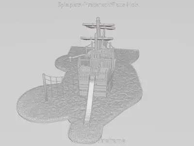 Playground pirate ship made of wood Low-poly 3D model