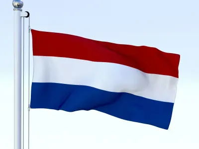 Animated Nederlands Flag Low-poly 3D model