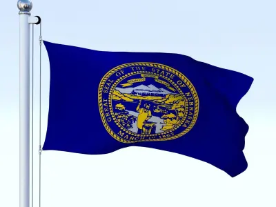 Animated Nebraska Flag Low-poly 3D model