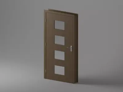 Single Door - Plain with Glass Squares - 12 Handles - Revit 2020 3D model