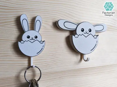 Bunny Key and towel hanger super cute - fun and practical Free 3D print model