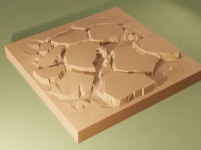 Isometric cliffs terrain Low-poly 3D model