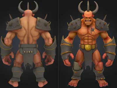 Stylized Demon Barbarian Low-poly 3D model