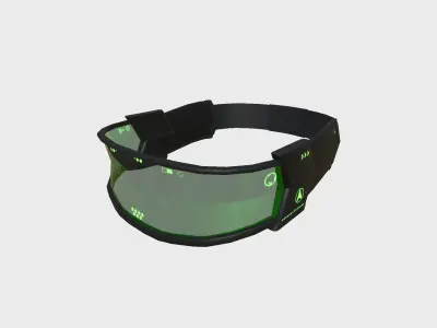 SciFi Glasses C08 Green - Character Design Fashion Low-poly 3D model
