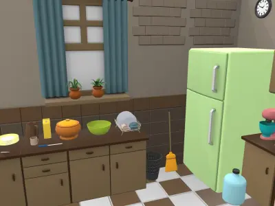 Isometric cartoon kitchen room 04 3D model