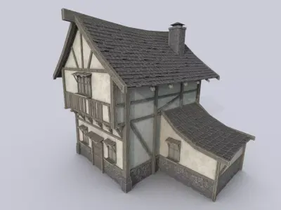Medieval house Low-poly 3D model 26