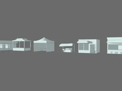 Market Shops  and Stalls Pack Low-poly 3D model