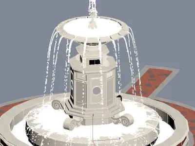 Realistic Water Fountain Loop Animation 10 3D model