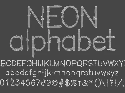 Neon Alphabet 3 Letters and Numbers Uppercase Lowercase 3D model