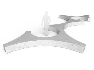 Modular Bench M01 Low-poly 3D model