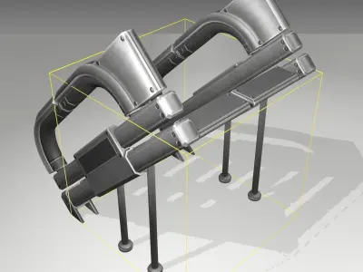 Futuristic Stairs - 4 - Basic Textures Low-poly 3D model