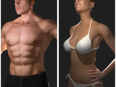 Male and Female Full Body Rigged 3D model