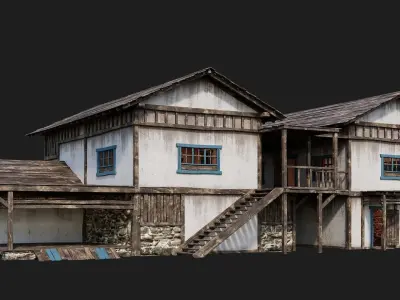 Old House Building 4K Textures GameReady 167 Low-poly 3D model