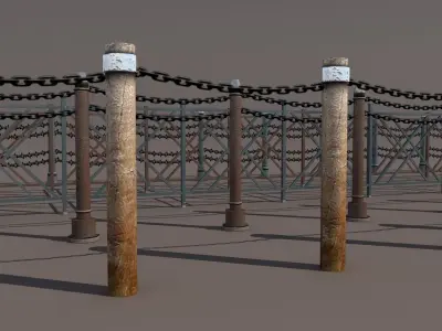 Fence Low Poly 3d Model gate - gate Low-poly 3D model