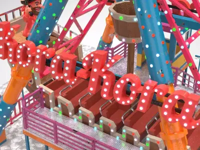 Pirate Ship Ride Low-poly 3D model