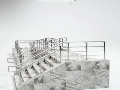 Entrance stair with ramp 3D model