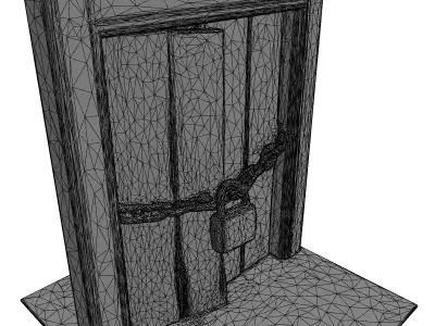 Bloody Chained Horror Door Low-poly 3D model
