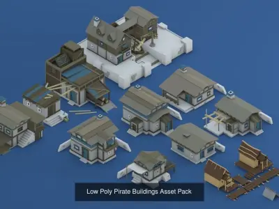 Low Poly Pirates Full Collection  3D Model Pack