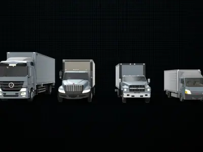 4 Variant box truck  3D model