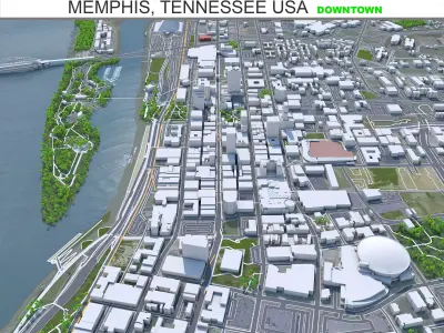 Memphis Downtown Tennessee USA Low-poly 3D model