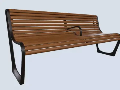 Street bench low poly pbr game ready Low-poly 3D model buy