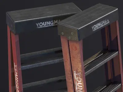 Step ladder Low-poly 3D model