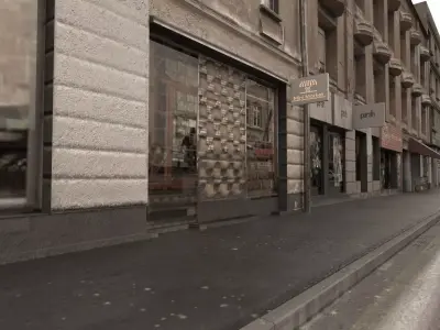 Realiistic Street Scene Low-poly 3D model