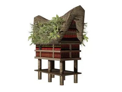 Indonesia Torajan Tribe Traditional Rice Barn House  Low-poly 3D model