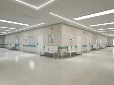 Hospital Corridor and Furniture 3D model