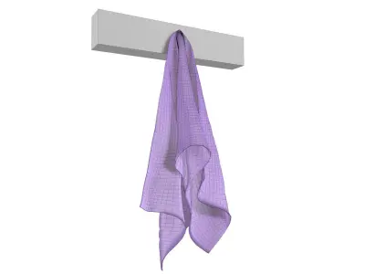 Towel three towels hanging on rack 3D model