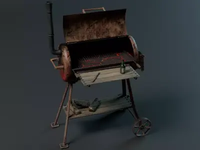 BBQ Grill Rust LowPoly 3D Model 3D model