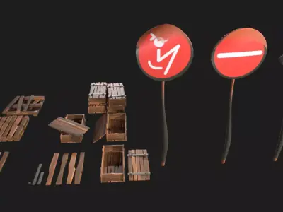 Signs Low-poly 3D model