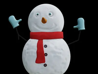 Snowman wearing hat and scarf 3D model purchase