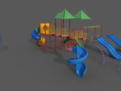 PBR Playground Outdoor Jungle Gym 17 Low-poly 3D model