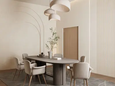 Minimalistic Style Dining Room 3D model