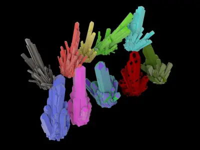 Crystal Quartz Mineral Pack 2 Low-poly 3D model 3D model