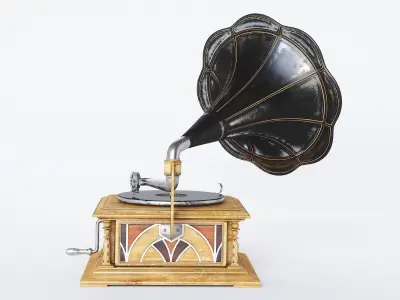 Gramophone Art Deco Low-poly 3D model